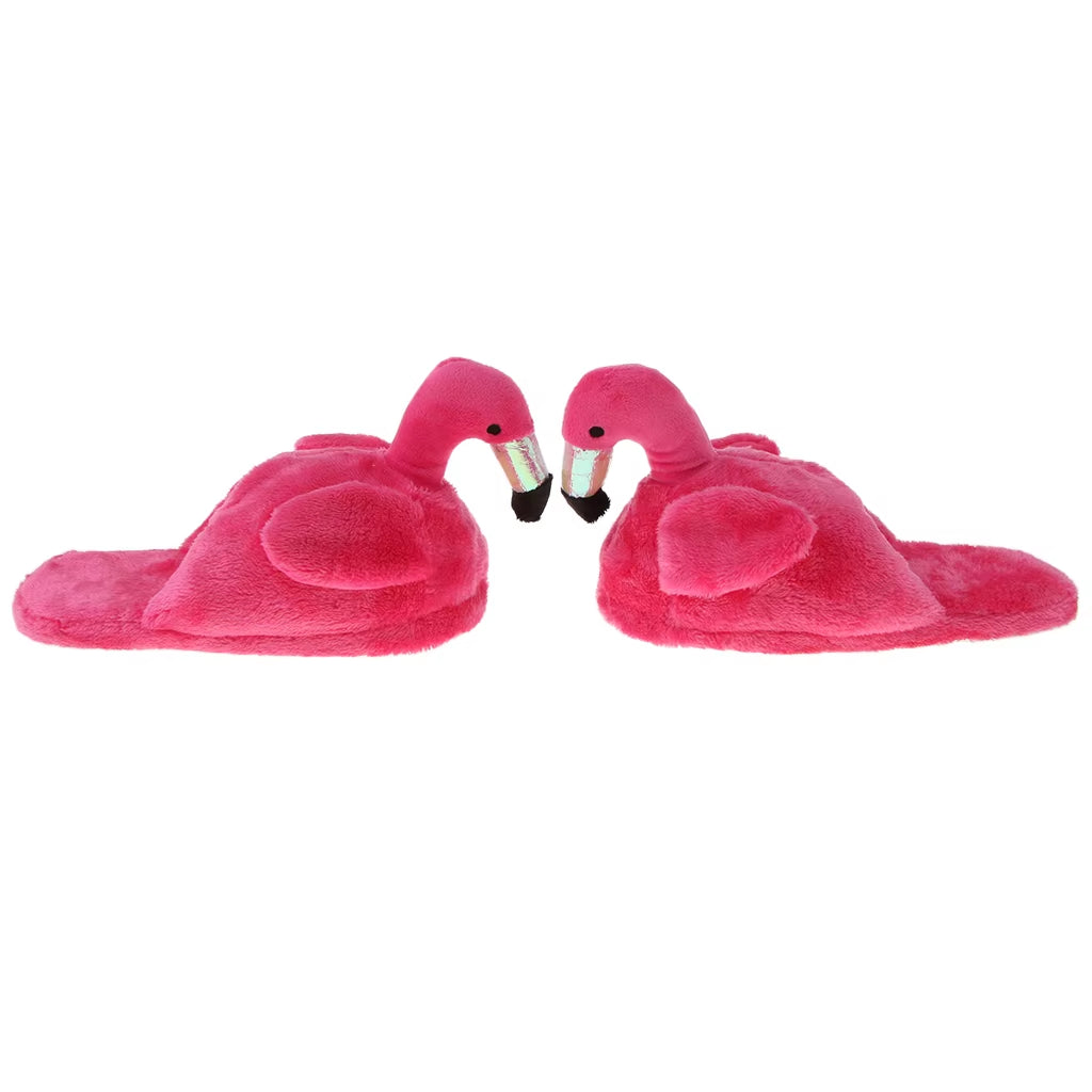 Cute Lady Teen Flamingo Soft Plush Warm Slippers Winter Warm Home Slippers Women Animals Plush Slippers