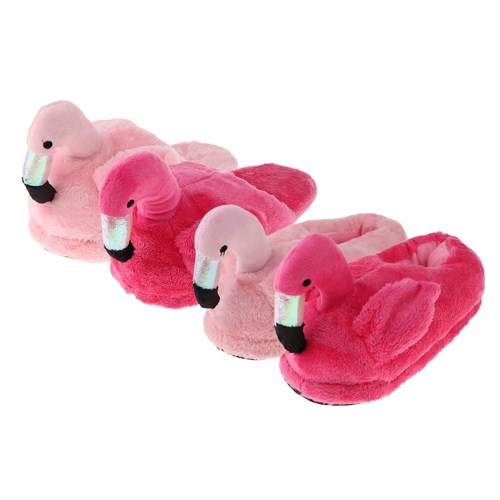Cute Lady Teen Flamingo Soft Plush Warm Slippers Winter Warm Home Slippers Women Animals Plush Slippers