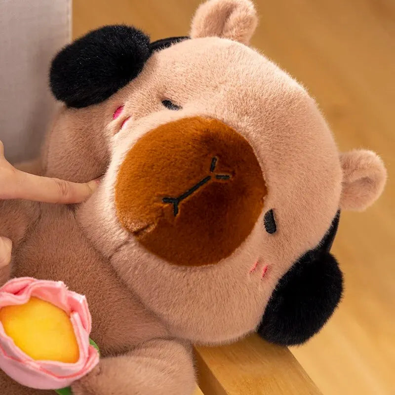 1 Piece New Cute Capybara Plush Toy Stufed Animals Capybara Soft Doll Hold Flower Kids Toys Birthday Gift
