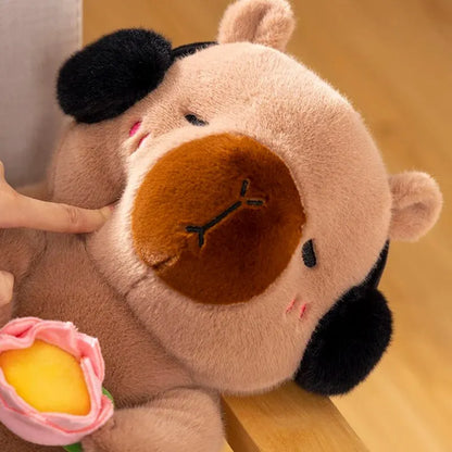 1 Piece New Cute Capybara Plush Toy Stufed Animals Capybara Soft Doll Hold Flower Kids Toys Birthday Gift