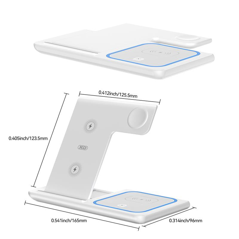 Wireless Charger, 3 in 1 Wireless Charging Station for Multiple Devices,Wireless Charging Stand for Iphone16 15 14 13 12 11 Series, Airpods Pro 3 2 & Apple Watch [Ul-Listed] (White/ Black) Adapter Foldable Electronic